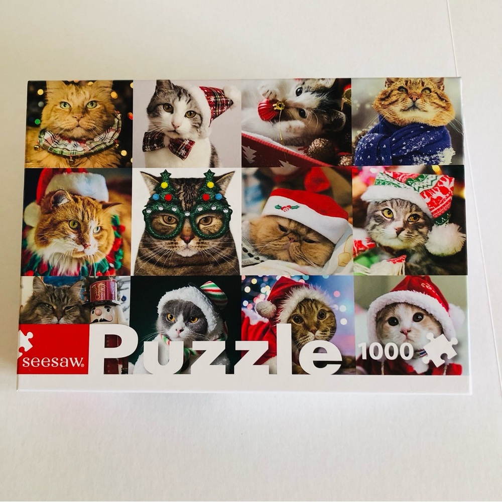 Seesaw Christmas Cats Jigsaw Puzzle 1000 piece We Wish You A Merry Christmas